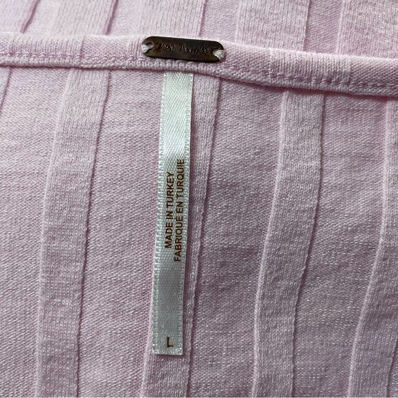 Free People Centeral Park Button Up Baby Pink Blouse Top Women's Size L - Picture 8 of 9